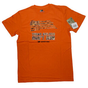 Mossy Oak T-shirt Men XXL Orange 100% Cotton Short Sleeve USA Flag Patriotic NWT